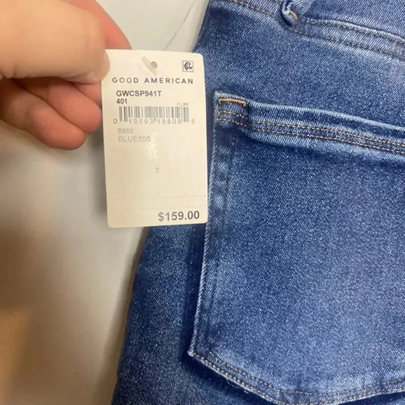 NWT Good American Good Waist Ripped Crop Skinny Jeans Medium Wash Blue Size 2/26 - Picture 9 of 10